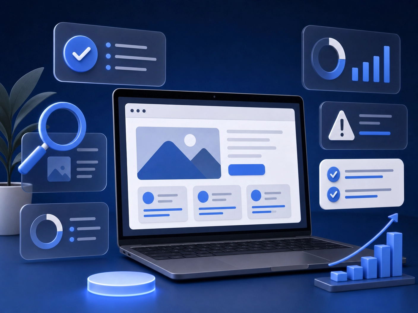 Illustration des Webseitencheck-Tools zur Analyse von Unternehmenswebseiten
